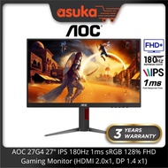 AOC 27G4 27" IPS 180Hz 1ms sRGB 128% FHD Gaming Monitor (HDMI 2.0x1 DP 1.4 x1)
