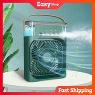 EASY Portable USB Fan Air Cooling Fan Aircond Humidifier Purifier Mist Cooler with 7 LED Light Kipas Penyejuk Mini Meja