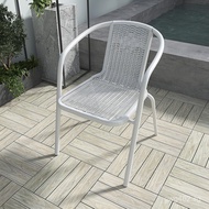 White Outdoor Rattan Chair Single Leisure Table and Chair for Open Air Balcony Imitation Rattan Chai