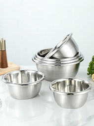 不鏽鋼湯鍋,配有大倒口邊緣,圓形攪拌碗,沙拉碗,炊具,多功能盆
