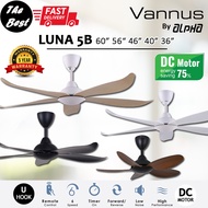 ALPHA VANNUS LUNA 5B 60" 56” 46” 40” 36” Inches DC Motor Remote Ceiling Fan