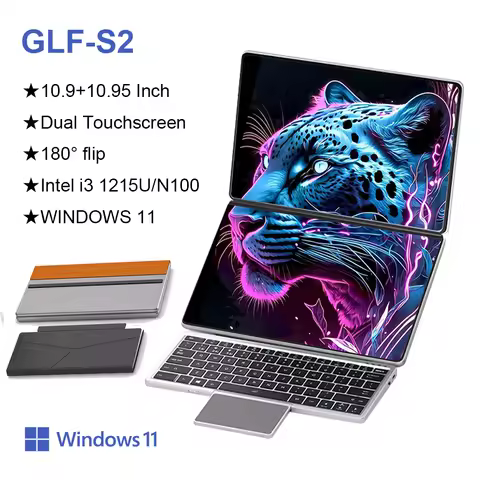 GLF-S2 10.9+10.95 Inch Dual Screen Laptop Intel i3 1215U N100 Touchscreen Notebook WIFI 6 180° flip 