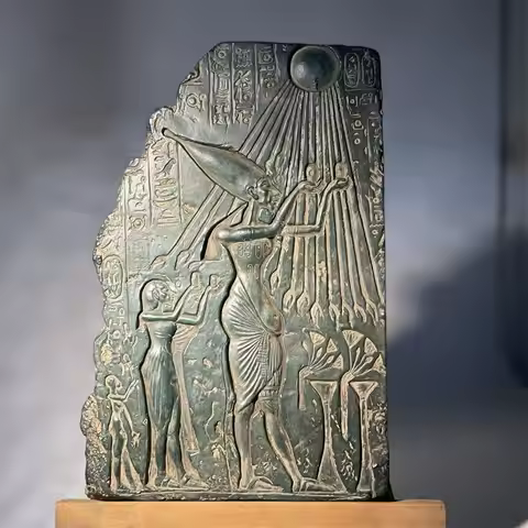 Replica of ancient Egyptian statue Aten Akhenaten sculpture relief art teaching aids home desktop de