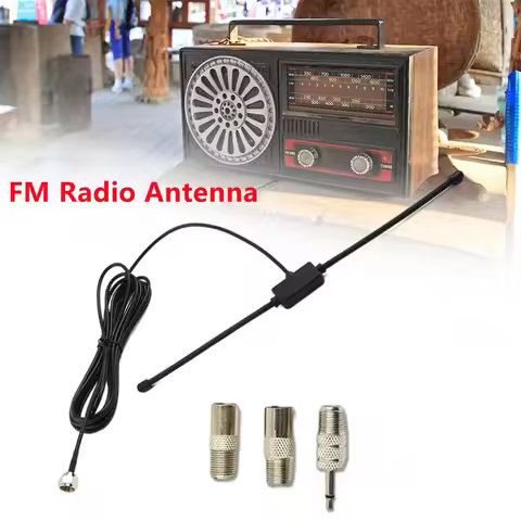 Antenna With Connector Adapter DAB FM Radio Antenna FM Dipole Aerial Audio Plug Connector Indoor Mus