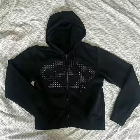 Full Zip Hoodies Women Gothic Clothes Y2k 2000s Hooded Shirt Essentials Hoodie Graphic Emo Star Girl