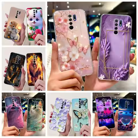For Xiaomi Redmi 9 Case Stylish Painted Cover Clear Silicone Phone Case For Xiaomi Redmi 9 Prime Red