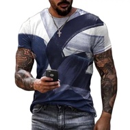 Casual Fashion 3D Printed Summer Short-Sleeved Irregular Graffiti Men's t-Shirt Round Neck Loose Top t-Shirt Men's Clothing 6XL