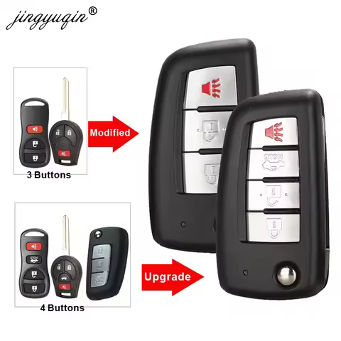 jingyuqin Modified Flip Remote Car key New style 433/315Mhz For Nissan Qashqai Sunny Sylphy Tiida X-