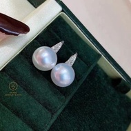 White South Sea Pearl Earring👑! 優雅modern南洋白珠鑽石💎✨耳環！正圓強光微瑕！超抵🎄💗🌊👑 👑 11-12mm Natural White South Sea P