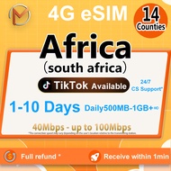 eSIM Africa 14 Counties 1-10Days | High Speed Daily500MB-1GB Unlimited Data | Incl South Africa SIM 