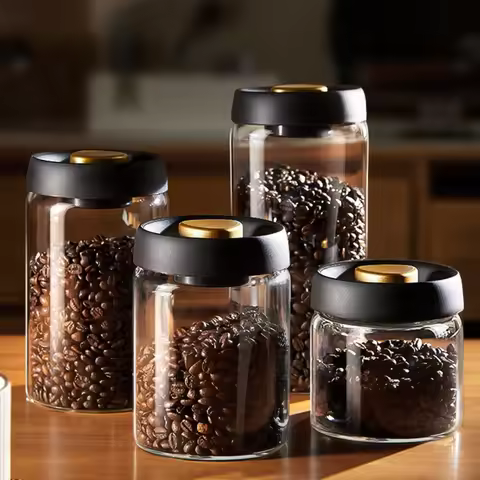 Coffee Beans Vacuum Sealed Tank Transparent Glass Food Storage Jars Household Moisture-proof Air Ext