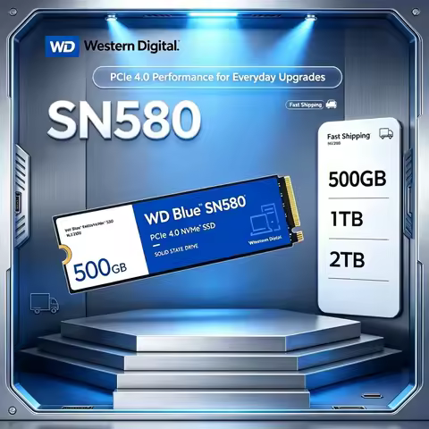 Western Digital WD Blue SN580 2400MB/s Read NVMe Internal SSD PCIe Gen3 X4 M.2 2280 Multiple Sizes 5