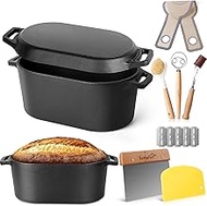 Oval Dutch Oven for Bread Baking, 3.4qt, Black, Up To 1000 ℉ Cast Iron Loaf Dutch Oven With Lid For 