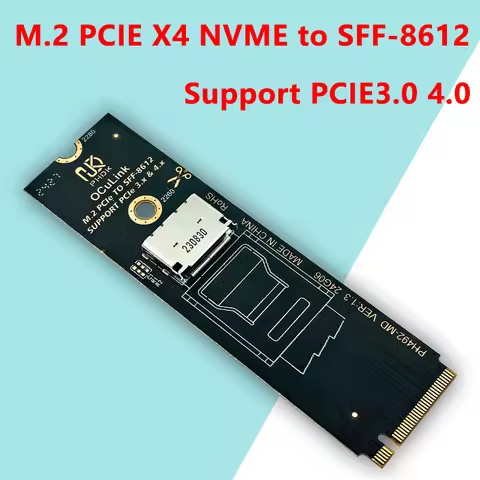 M.2 NVME PCIE X4 to OCulink SFF-8612 Riser Card for U.2 U.3 SSD M2 M Key to SFF-8612 Adapter Support