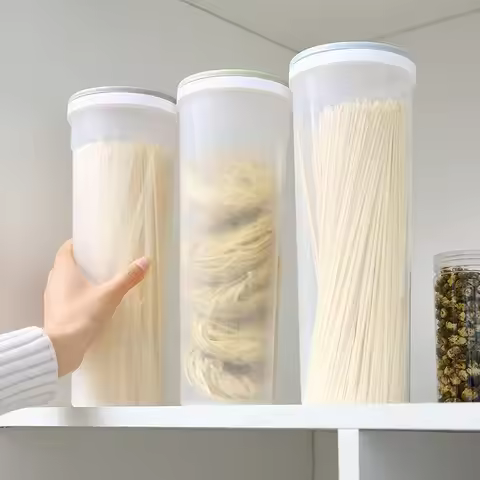 Transparent Pasta Storage Container Airtight Food-Grade Canister for Spaghetti Noodles Grains & Dry 