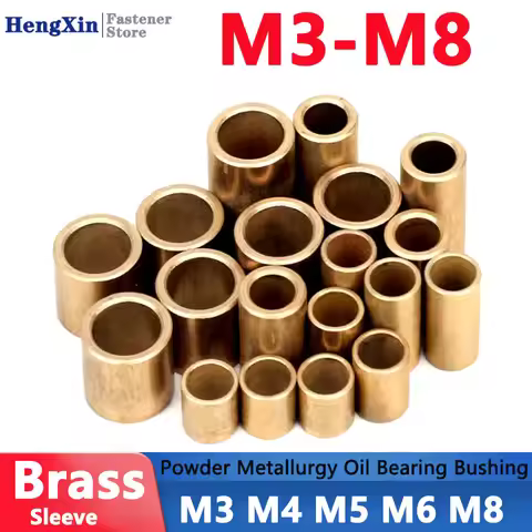 2-10pcs M3 M4 M5 M6 M8 Brass Bushing Powder Metallurgy Oil Bearing Copper Sleeve Wear-resistant Guid