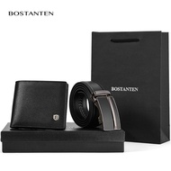 BOSTANTEN Men's Leather Belts And Cowhide Leather Bifold Wallet