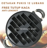 Cetakan Pukis 12 Lubang Anti lengket dan tutup kaca - Cetakan Pukis Apem -  Cetakan Kue Pukis 12 Lub