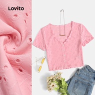 Casual Plain Button Front T-Shirt for Women L129ED633