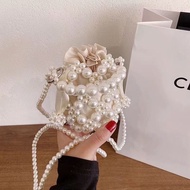 Mini Handmade DIY Materials Pearl Clutch Bag Womens Bucket Bag Medium Size Acrylic Material Daily Ma