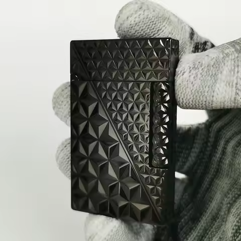 Lighters Rhombus Shape Pure Copper Engraved Retro Cigar Smoking Tool Classic Tobacco Gadget Collecti
