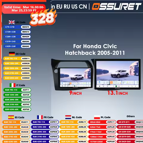 HD 9'' 2K Screen 7870 Aura AI Intelligent Screen for Honda Civic Hatchback 2005-2011 Carplay Android