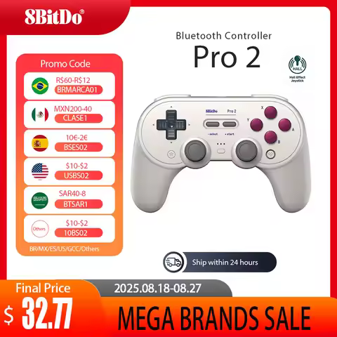 8BitDo New Pro 2 Bluetooth Gamepad with Hall Effect Joystick for Nintendo Switch, PC, macOS, Android