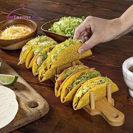 [deevoka] Wood Taco Holder Tray Multipurpose Mexican Rolls Holds 8 Tacos Taco Shell Holder Tortilla 