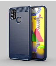 Samsung Galaxy M31เคส SamsungM31คาร์บอนไฟเบอร์ TPU ซิลิโคนนิ่มฝาหลังเกราะเคสโทรศัพท์