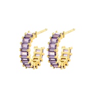 My Juvel 14K Gold Plated 925 Sterling Silver Meredith Huggies Gold Violet Earrings Accessories For W