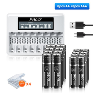 แท่นชาร์จถ่าน 2a PALO 1.5V AAA+AA Li-ion Battery AA AAA Li-ion Batteries AAA AA with 8 Slots 1.5V AA