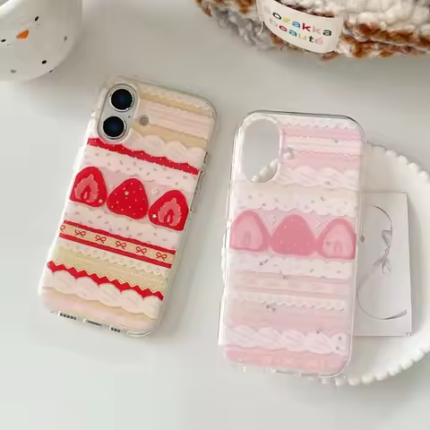 Cream Strawberry Cake Lace Bowknot Phone Case for Huawei Honor X5c X9d X7d 400 200 X6a X8b X9a X7b X