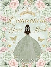 Quinceanera Guest Book Hardcover Sage Green Blush Pink Floral Flowers Princess Dress Gold: Mis Quinc