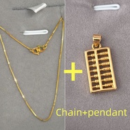 Emas 916 Original Lelong Chain Men Charm Pendant Necklace Women Rantai Leher Kalung 916 Gold Chain H