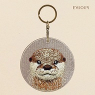 EMJOUR Double-Sided Embroidery Charm-Otter | Animal Cute Zoo Pet Souvenir Gift Key Ring Bag Accessor