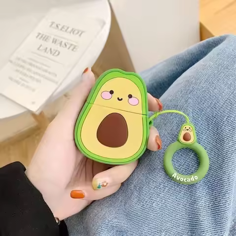 3D Cute Cartoon Avocado Wireless Earphone Cover for Airpods 2 Portable Bluetooth Earphone Charging B