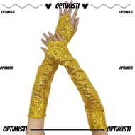 OPTIMISTI8E Sequins Gloves, Fingerless Shining Cosplay Mittens, Fashion Long Gothic Punk Club Handwe