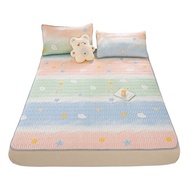 New Arrival Summer Latex Three-Piece Set of Summer Sleeping Mat Thickened Dormitory Ice Silk Fabric Cooling Mattress Mat Pillowcase Machine Wash Foldable Mother and Child