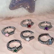 y2k y2k Accessories y2k Earrings Dopamine Star y2k Colorful Five-Pointed Niche Pierced Small Tempera