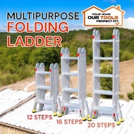 HEAVY DUTY MULTIPURPOSE ALUMINIUM FOLDABLE DOUBLE-SIDED LADDER (12 STEP/16 STEP/20 STEP)