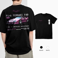 Luxury sports car series:PINK Ferrari F40 T-SHIRT JDM SHIRT Casual Crew Neck Cotton TEES-5XL