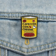 Creative Spanish Canned Shape Alloy Brooch Fun Slang Badge Clothing Bag Accessories