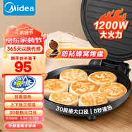 美的（Midea）电饼铛 家用电饼铛 早餐机 大尺寸悬浮加深烤盘煎烤机多功能烙饼锅煎饼锅 【180°开合设计上下独立加热】JHN30F