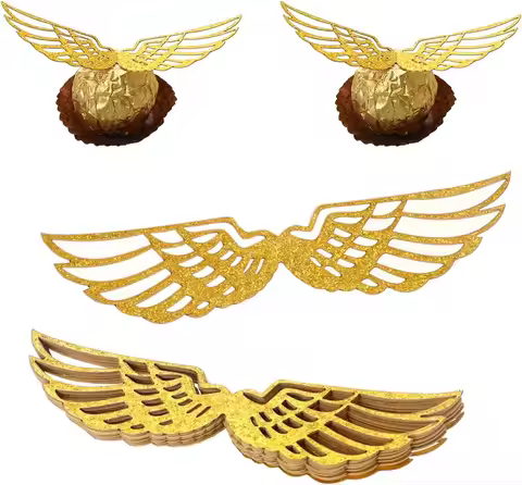 30PCS Wizard Party Chocolate Decoration Wings Chocolate Decoration, Wings Wafer Cupcake Toppers with