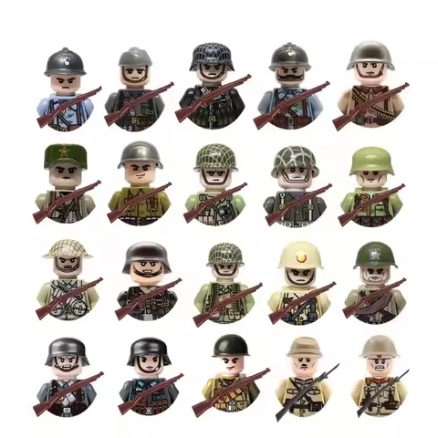 20pcs/lot WW2 Military Soviet US UK China France Soldiers Building Blocks Poland Canada Japan Army F