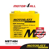 MOTOBATT Quadflex MBT14B4 Motorcycle Battery Premium Yuasa Replacement with AGM Technology Motor4all