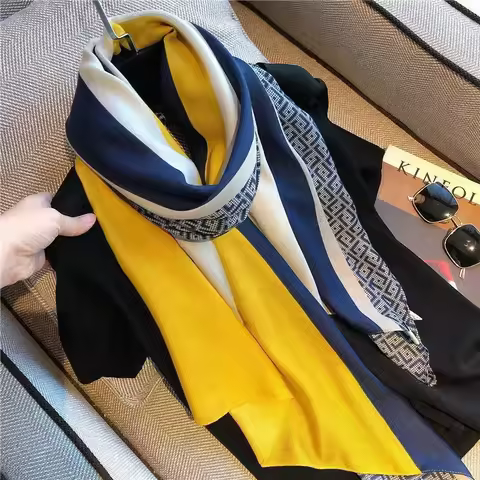 Scarf foreign gas fashion shawl women a hundred double-use long silk scarf Korean version Scarf Shaw