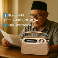 Retro Classic Rechargeable Radio FM AM SW Band Bluetooth Wireless Portable MP3 Music Player Speaker 