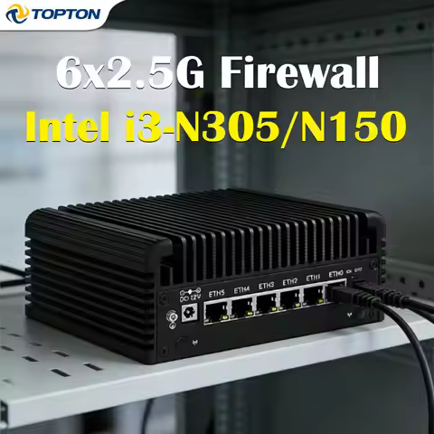 6x 2.5G Intel i226-V Fanless Firewall Router, Intel N150/N305 Mini PC, DDR5, 2xNVMe + 1xSATA3.0, pfS