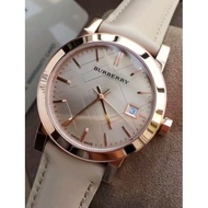 [Fashion Mansion] BURBERRY Watch BU9109 Rose Gold Simple Style Three-dimensional Plaid Real Leather Strap Watch/Women's